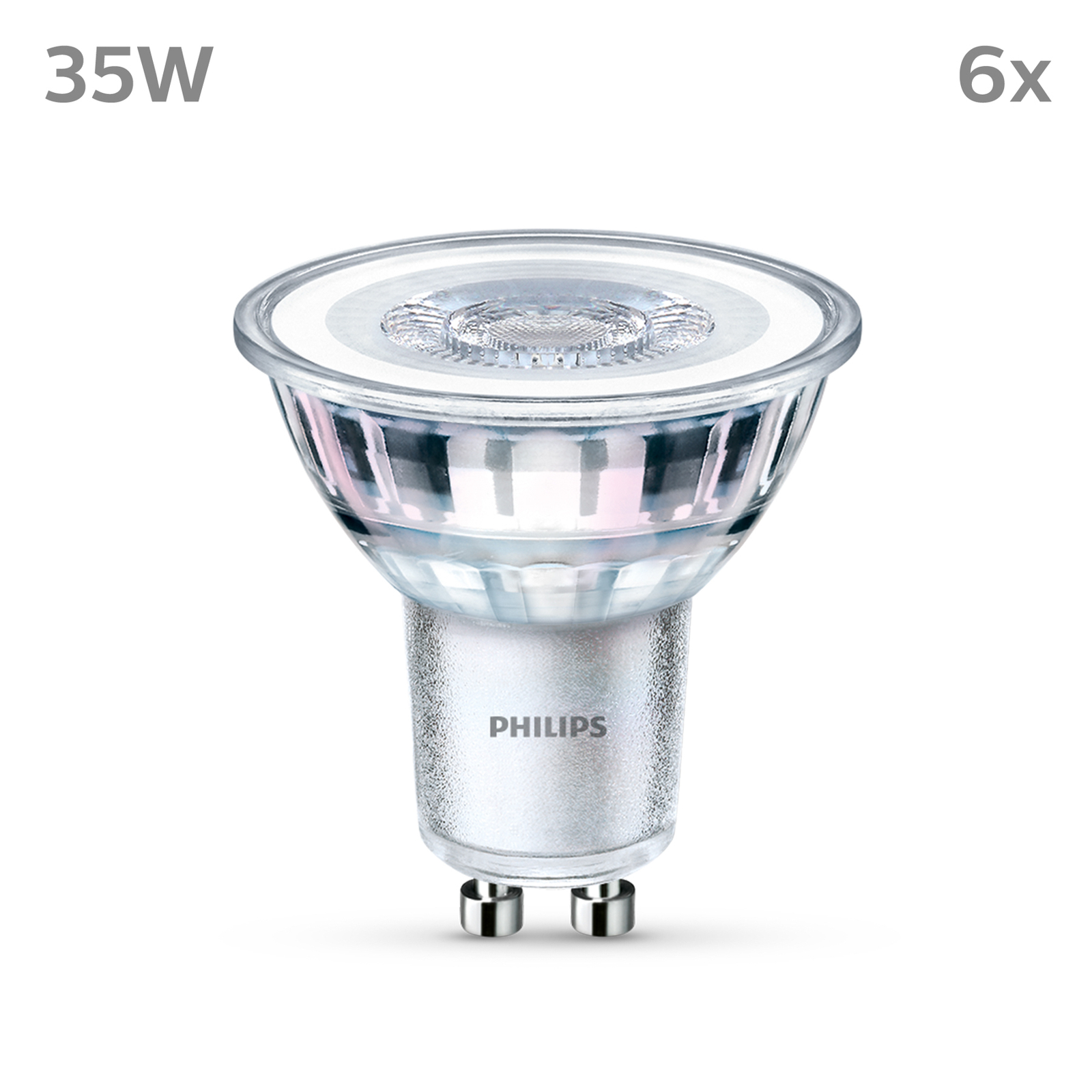Philips LED лампа GU10 3,5W 275lm 840 clear 36° 6бр
