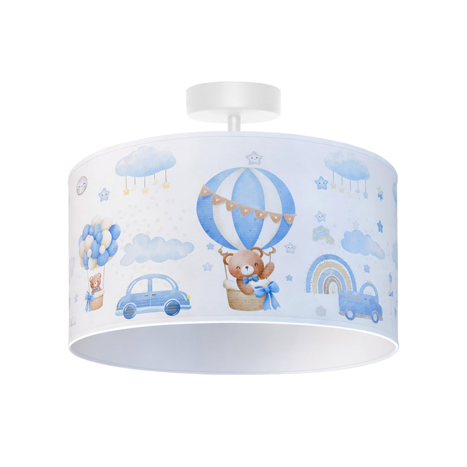 Plafonnier Kids Print bleu clair/blanc Ø 35 cm, en tissu - Duolla Plafonnier Kids Print bleu clair/blanc Ø 35 cm, en tissu - Duolla