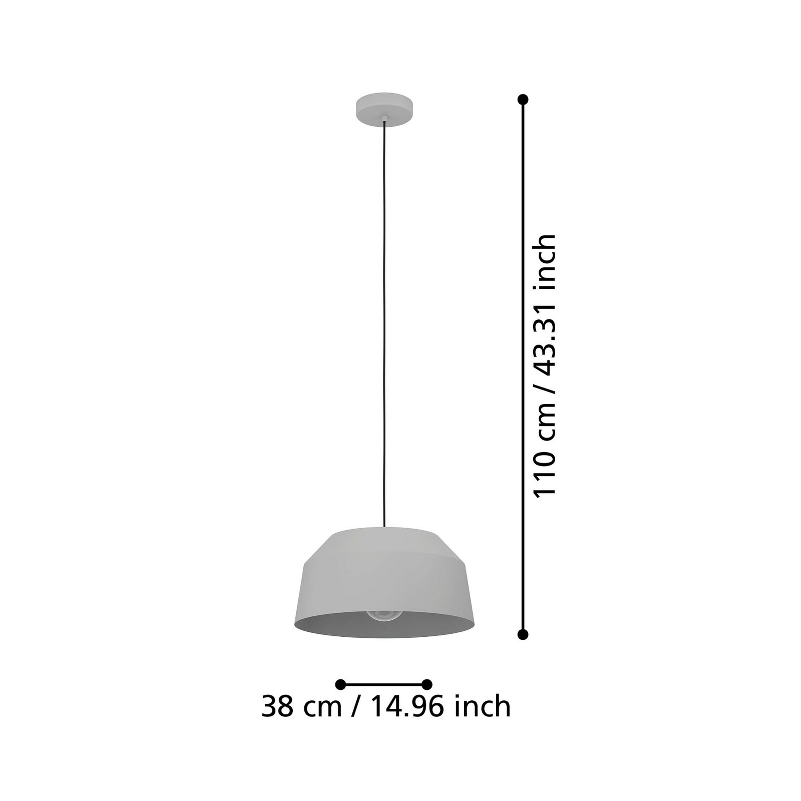 Viseće svjetlo Contrisa u sivoj boji, jedna žarulja, Ø 38 cm