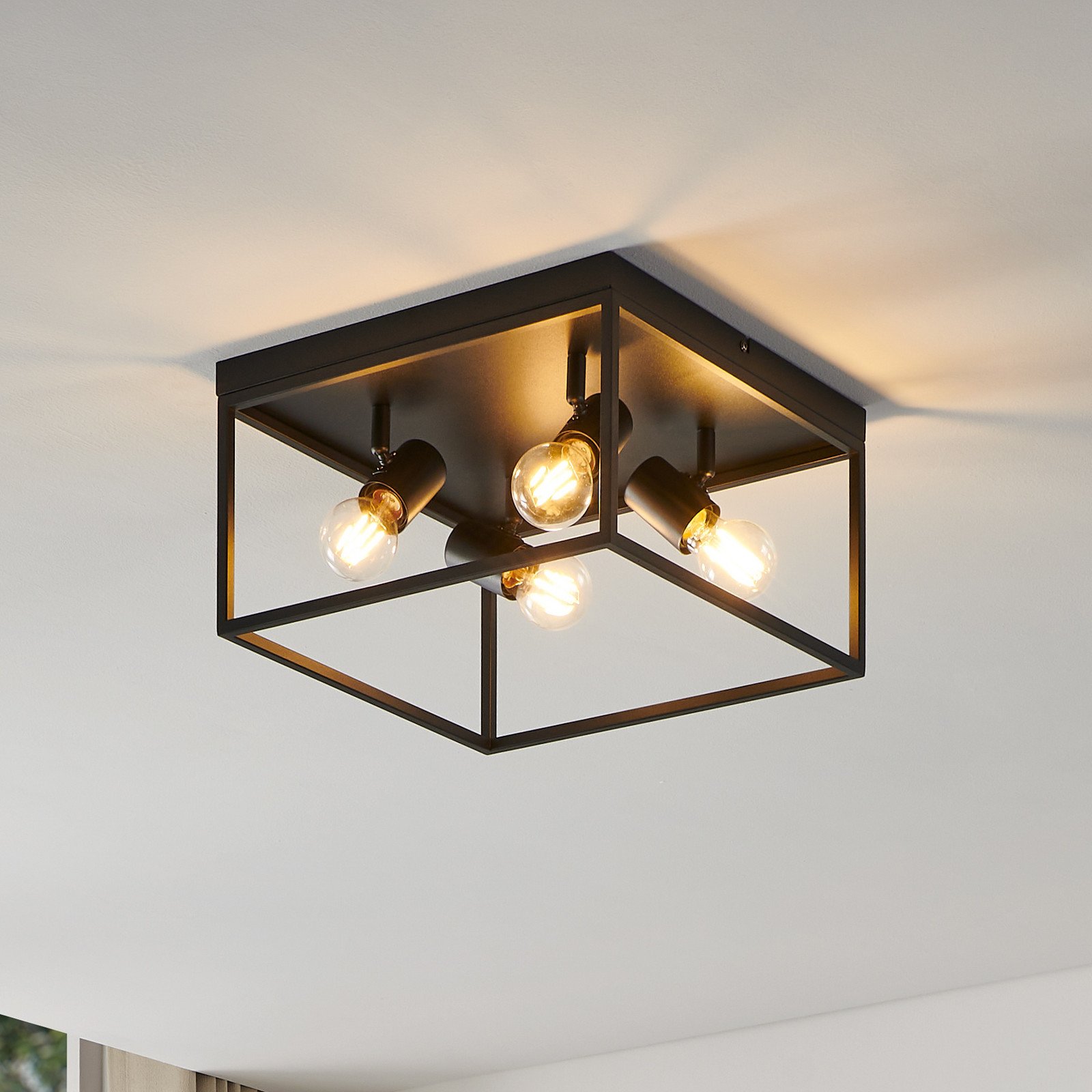 EGLO Silentina plafonieră cu patru surse 36x36cm - Camera de zi / sufragerie - negru - Metal