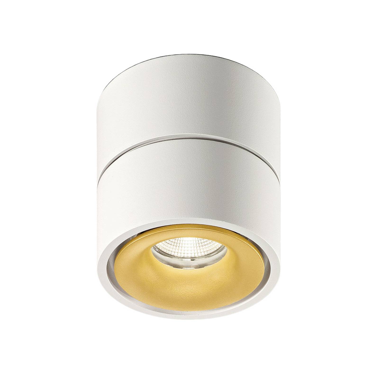 Egger Clippo LED-Deckenspot, weiß-gold, 2.700K günstig online kaufen