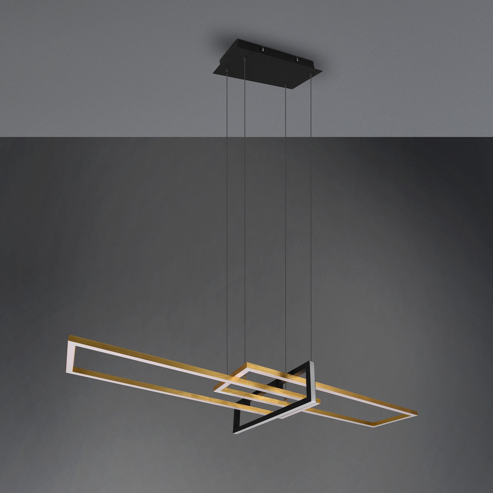 Salinas LED pendant light, brass-coloured, metal, 110 cm long