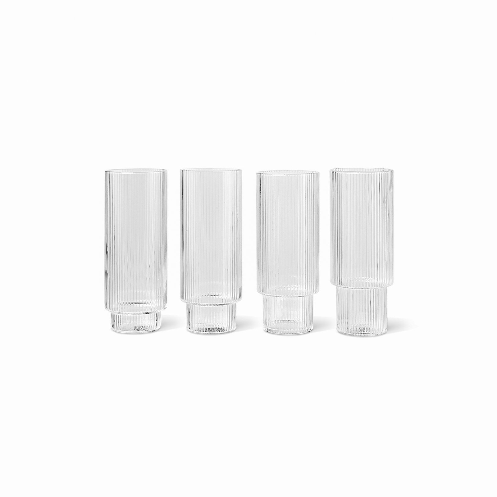 ferm LIVING Longdrink-glas Ripple, klar, 300 ml, glas, sæt med 4 stk