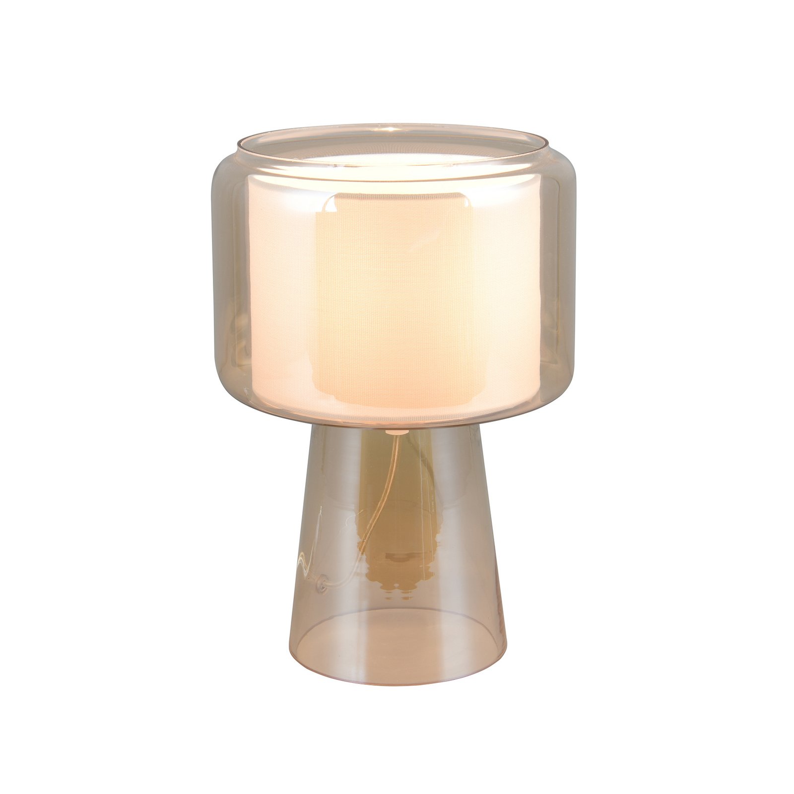 Lampada da tavolo Rocka, color ambra, altezza 29 cm, vetro/tessuto Lampada da tavolo Rocka, color ambra, altezza 29 cm, vetro/tessuto