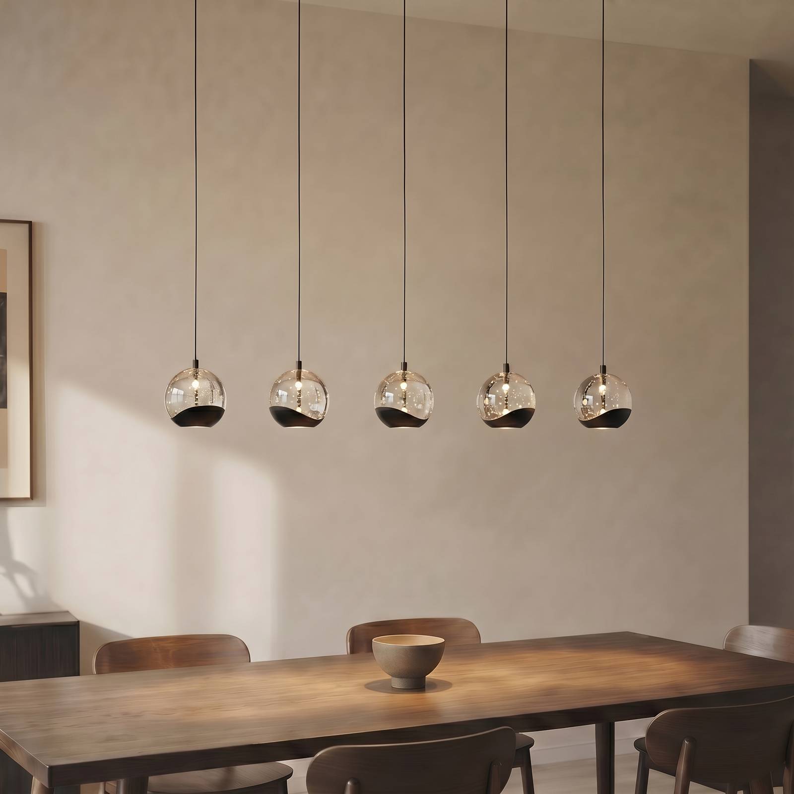  Lucande Lucande Hayley Led Hanging Light, Black, 5-bulb, Elongated 