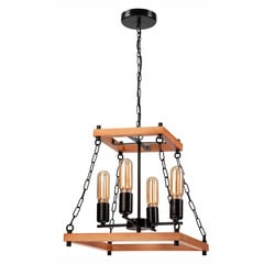 Envostar Glenn lámpara de araña madera/negro 4 luces