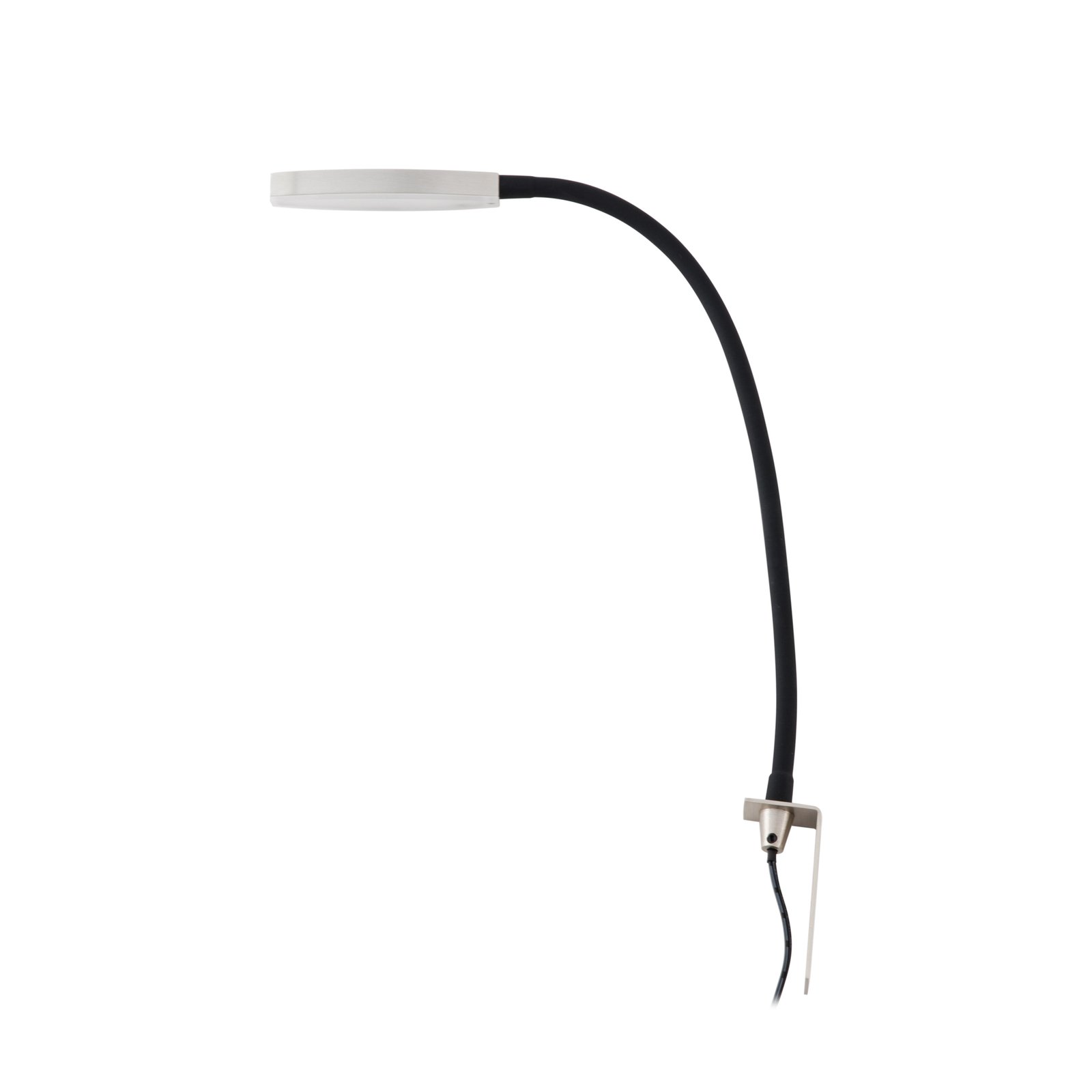 Lindby Flexola LED-Leselampe, nickel, rund, Eisen, Stecker