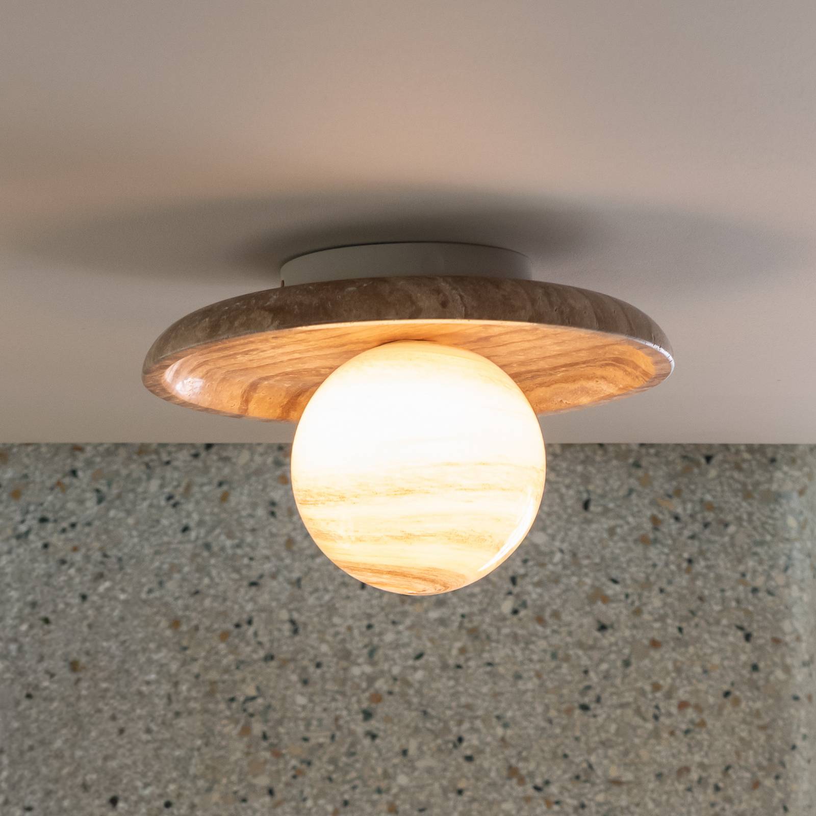 IT'S ABOUT ROMI – lampa sufitowa Tivoli, brązowa, Ø 25 cm, trawertyn
