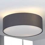 Lindby ceiling light Sebatin, Ø 40 cm, grey, fabric, E27