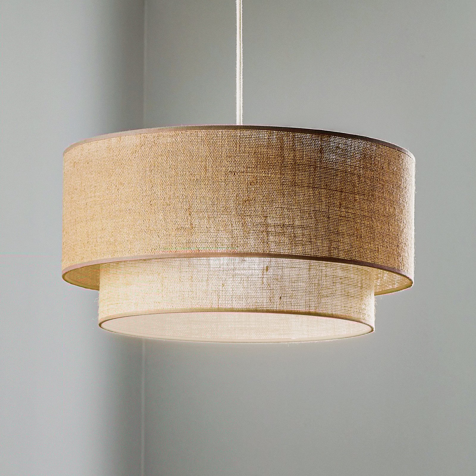Duolla Lampă suspendată Boho din iută maro natural Ø45cm 1 bec - Camera de zi / sufragerie - Casă de țară / Rustic - Țesătură / Textil