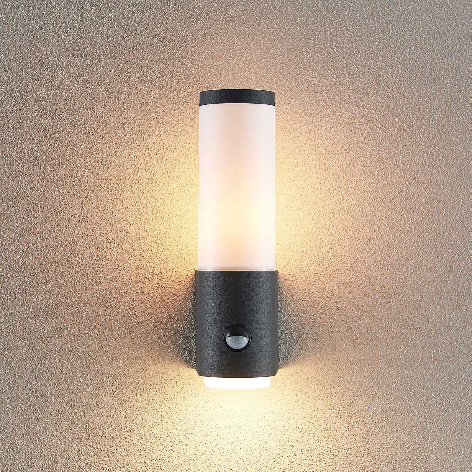 Okari Outdoor Wall Lamp w/Sensor Opal/Dark Grey - Lindby