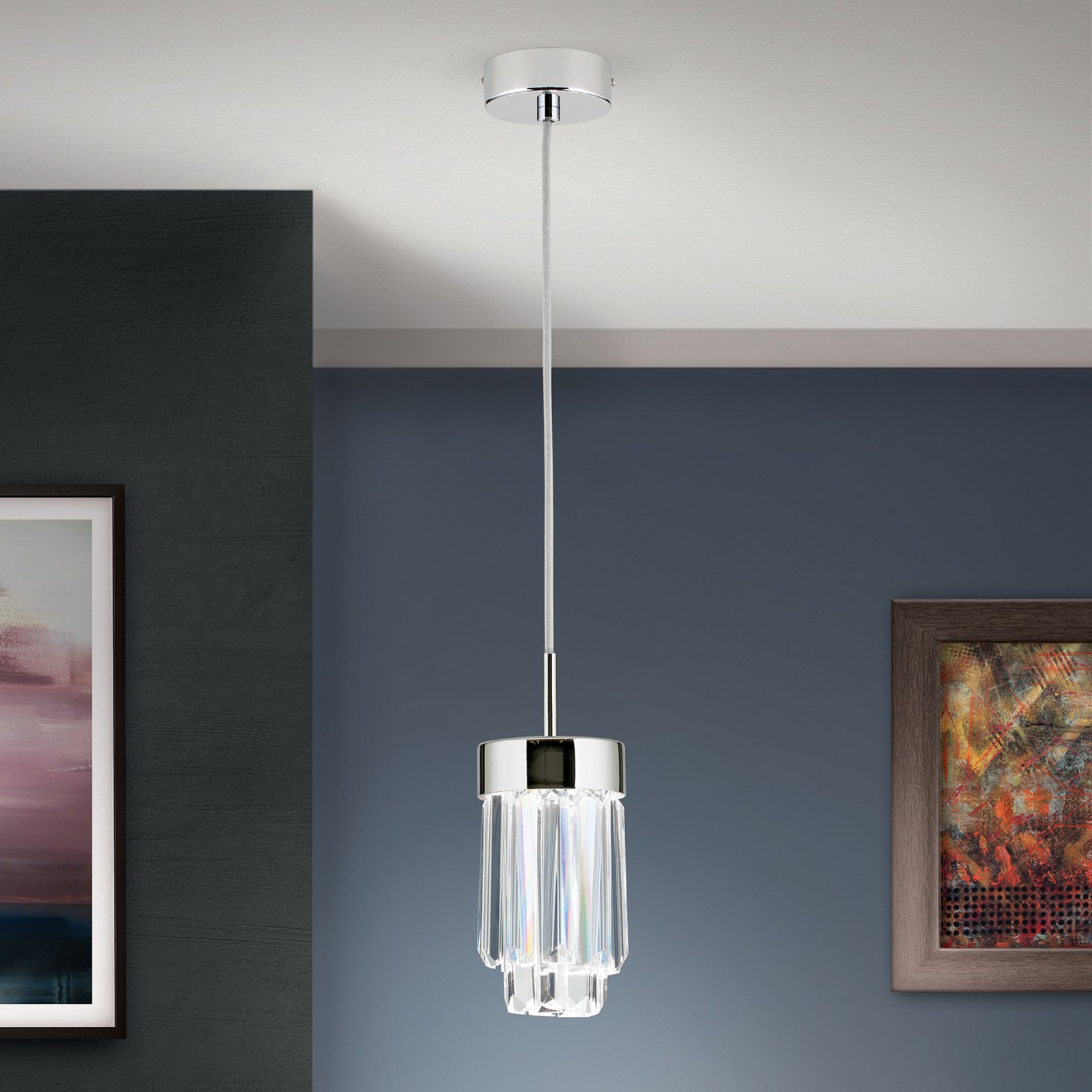 LED pendant light Prism with crystal glass round Ø10cm