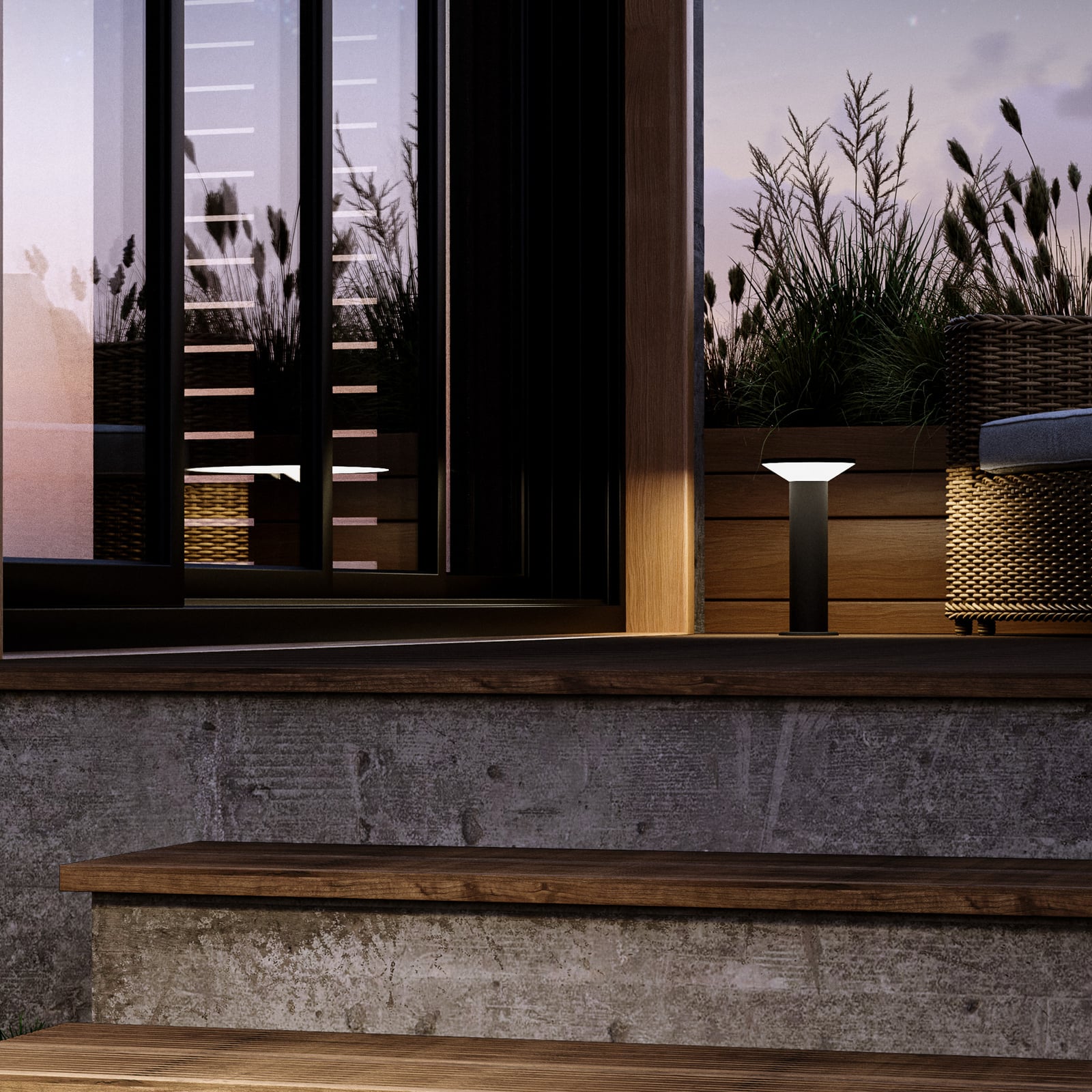 LED-Sockellampe Rigosa, schwarz, Höhe 35 cm, Metall