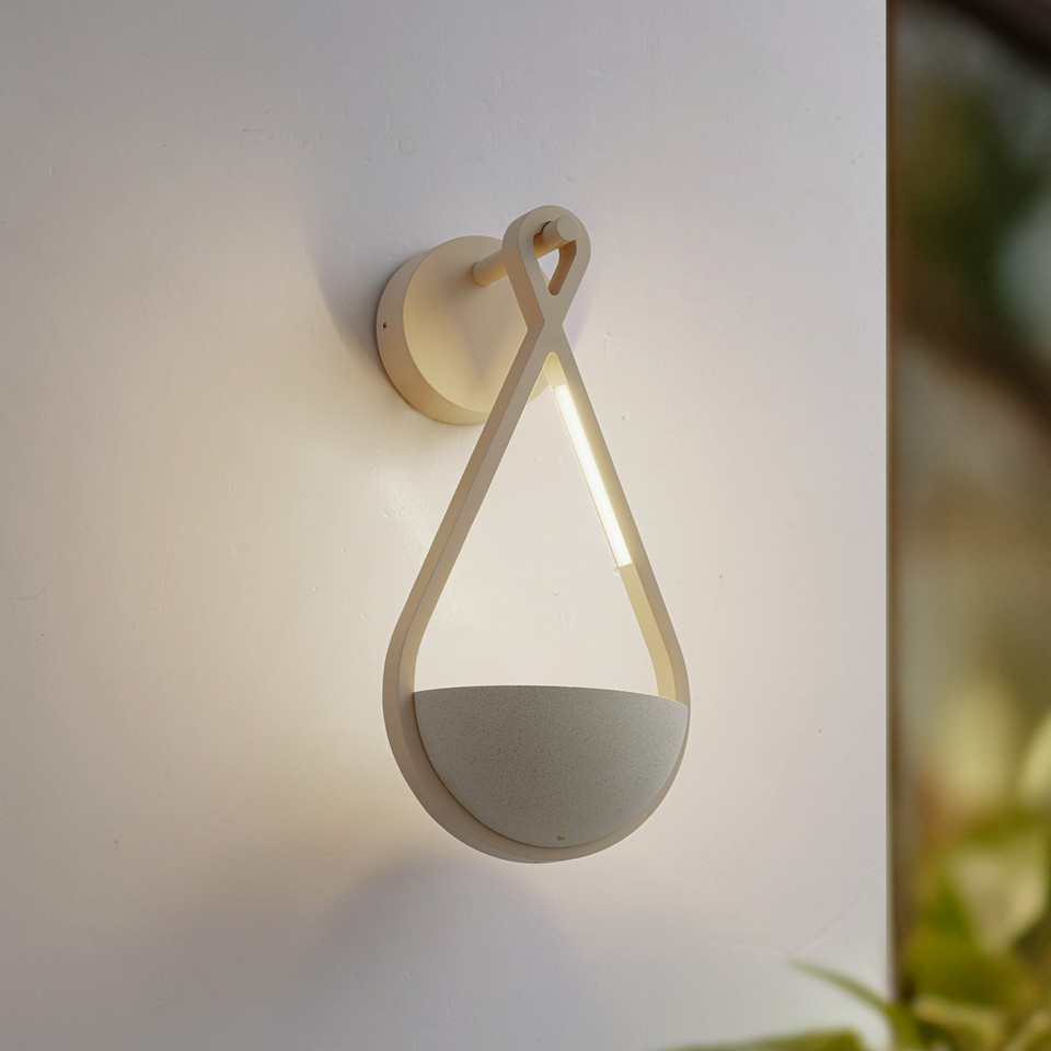 Lucande Florka LED-utomhusvägglampa för utomhusbruk med blomhängare, beige från Lucande