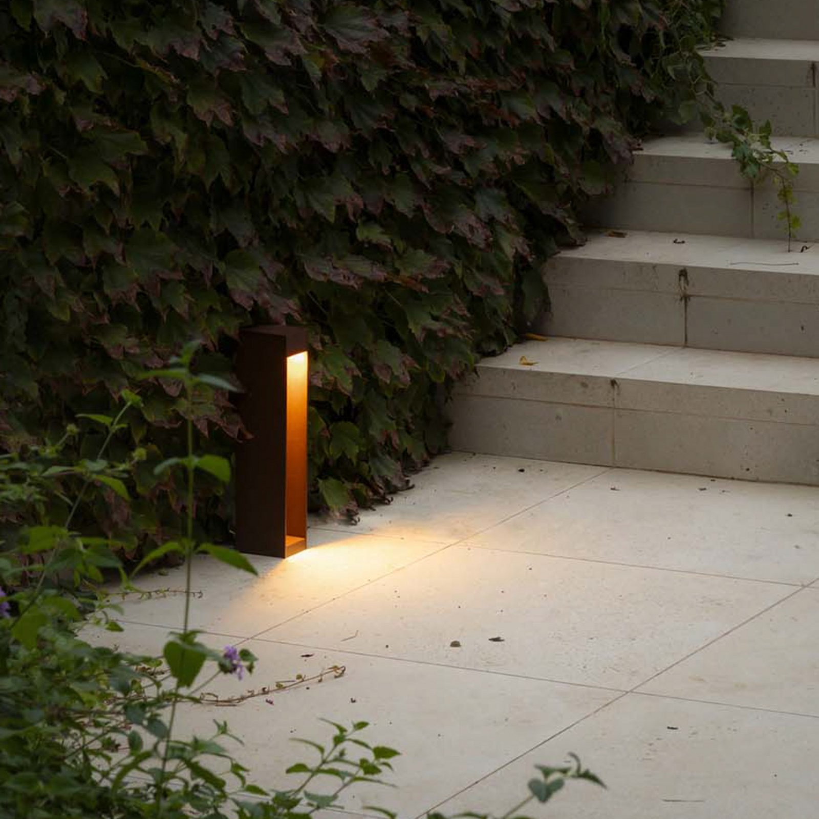 LED pedestal light Cerler, brown, 35 cm, metal, IP65, CCT