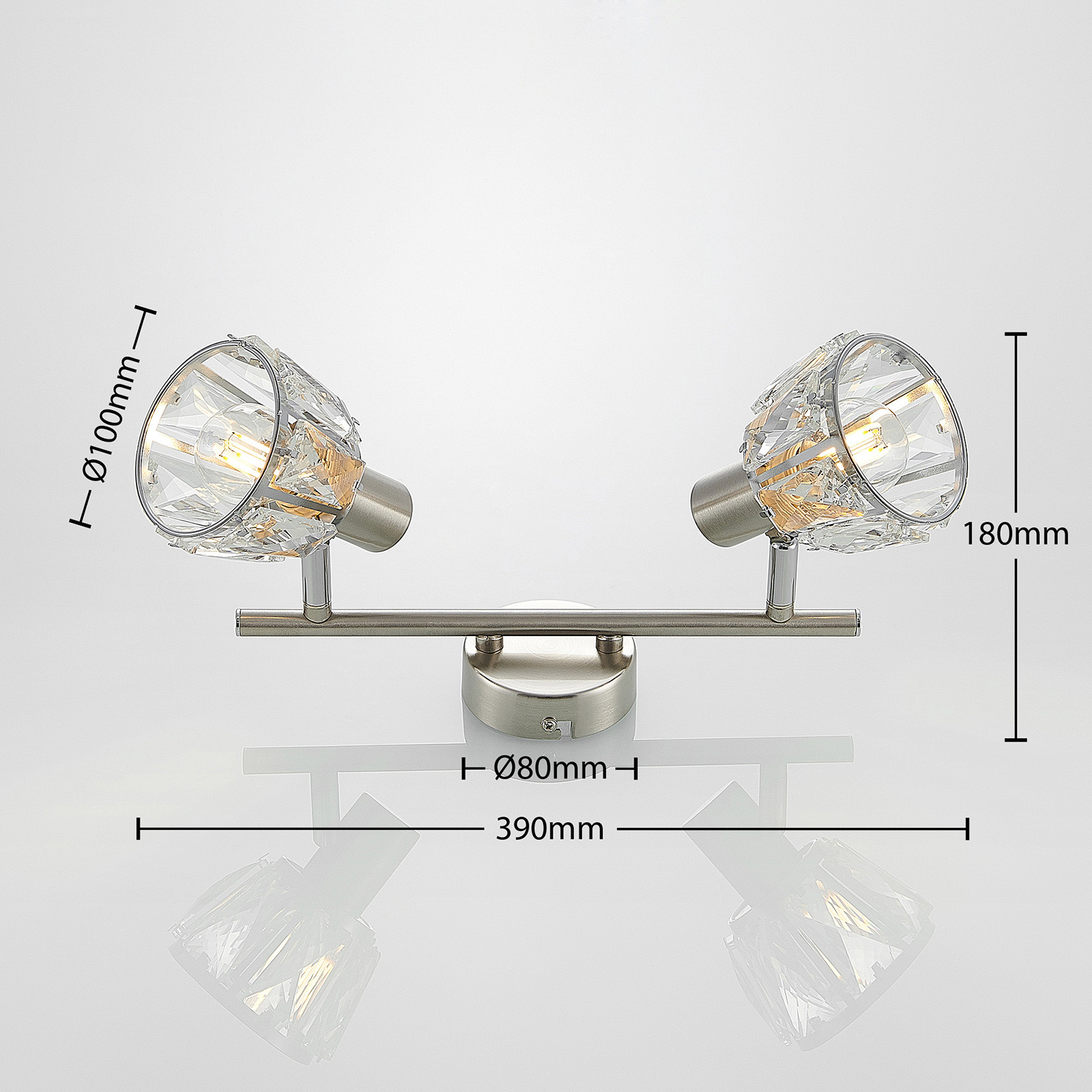 Lindby Kosta taklampe, 2 lyskilder, nikkel