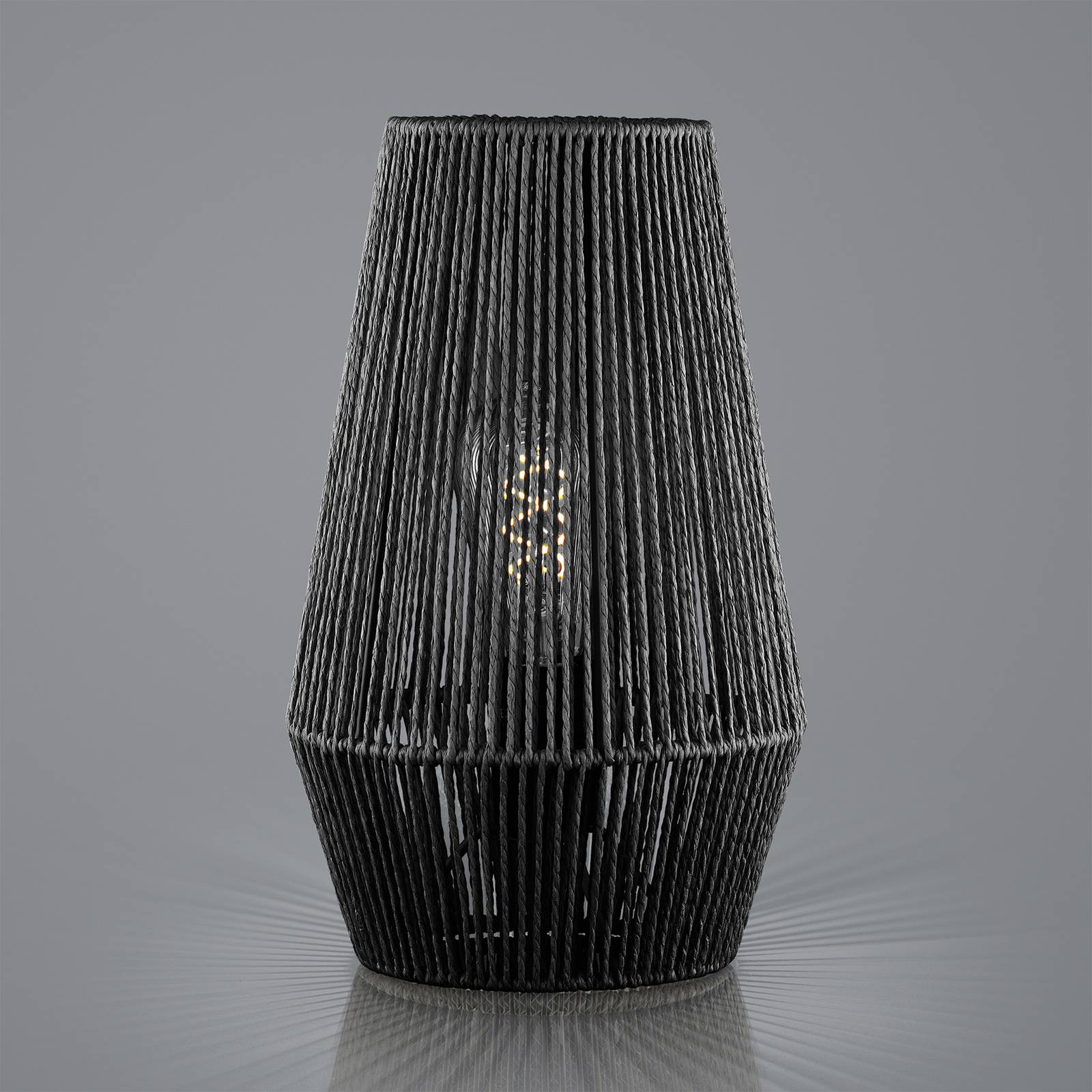 Image of HELL Lampe à poser Rope en papier, noir, Ø 20 cm 4045542232393