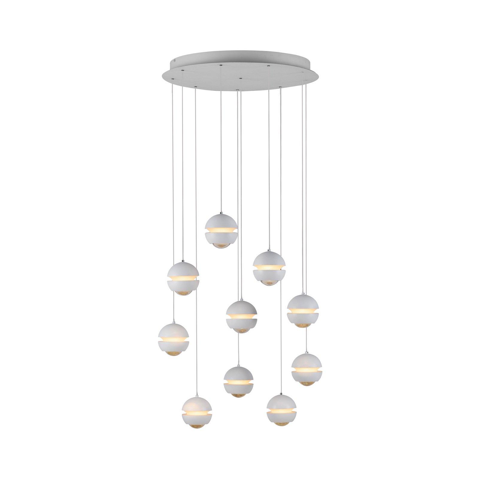 Schöner Wohnen LED pakabinama lempa Lini balta 10-fl. apvali, 3000 K Schöner Wohnen LED pakabinama lempa Lini balta 10-fl. apvali, 3000 K