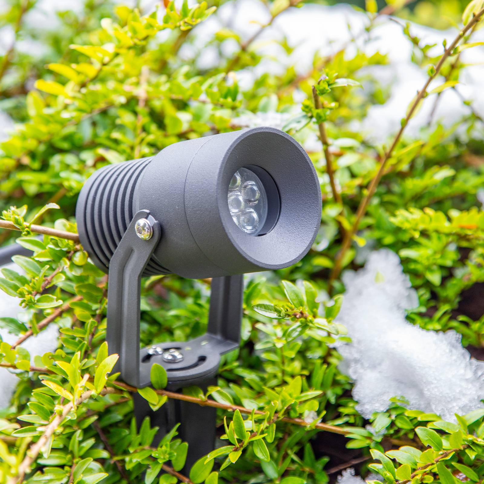 EVN LED tuinspot Merlo antraciet 24V IP65 8W RGBW, aluminium, glas, 8 W, B: 7.6 cm, H: 11.5 cm