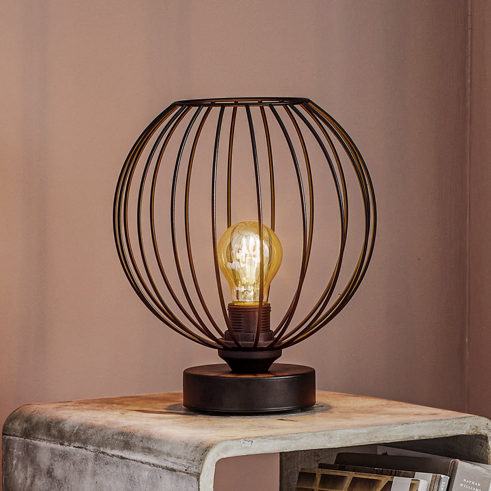 HELAM Lampa de masă Cumera cu abajur tip cușcă Ø 24 cm - Camera de zi / sufragerie - Modern - negru - Metal