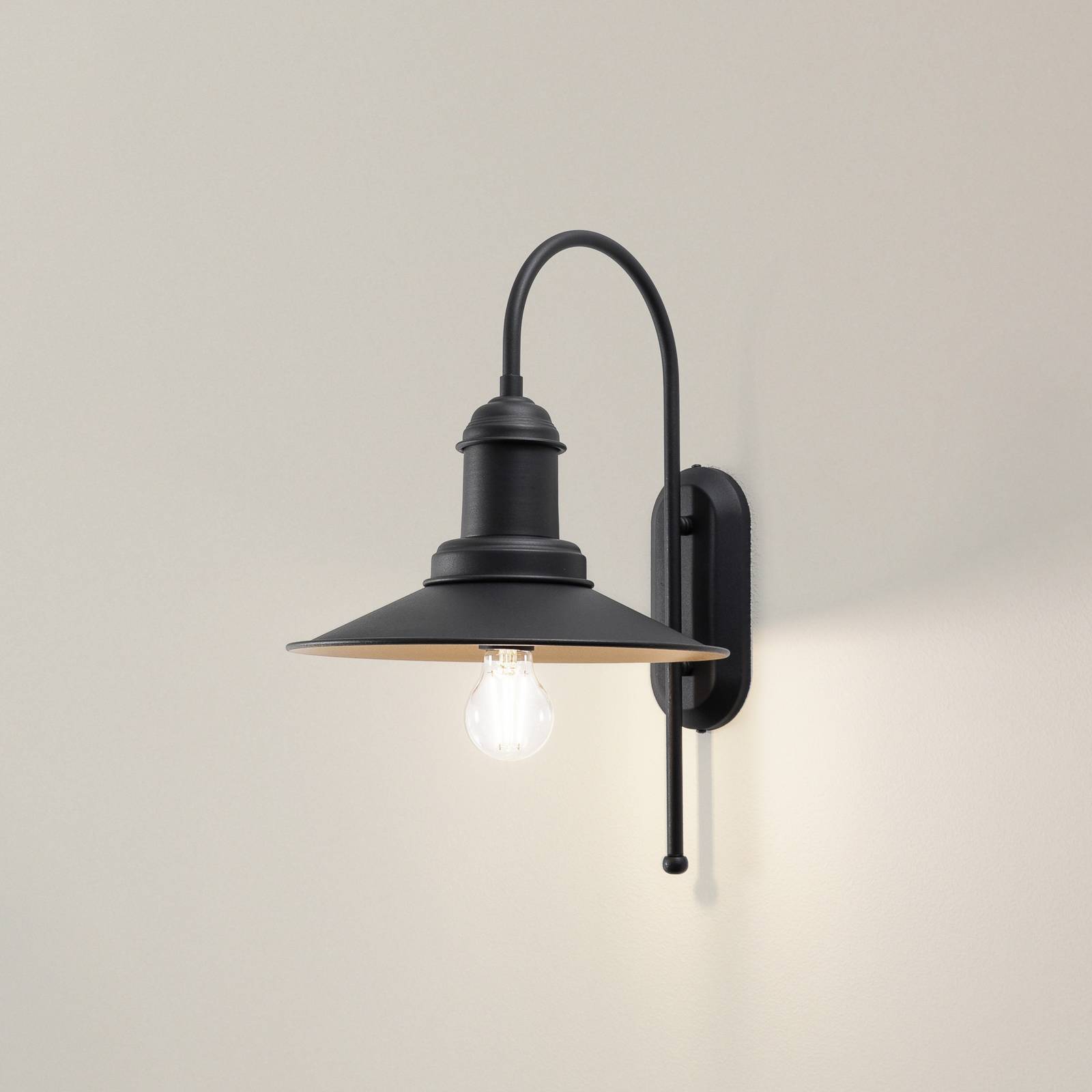 Wandleuchte Lorato, schwarz, Höhe 48 cm, Metall, E27 günstig online kaufen