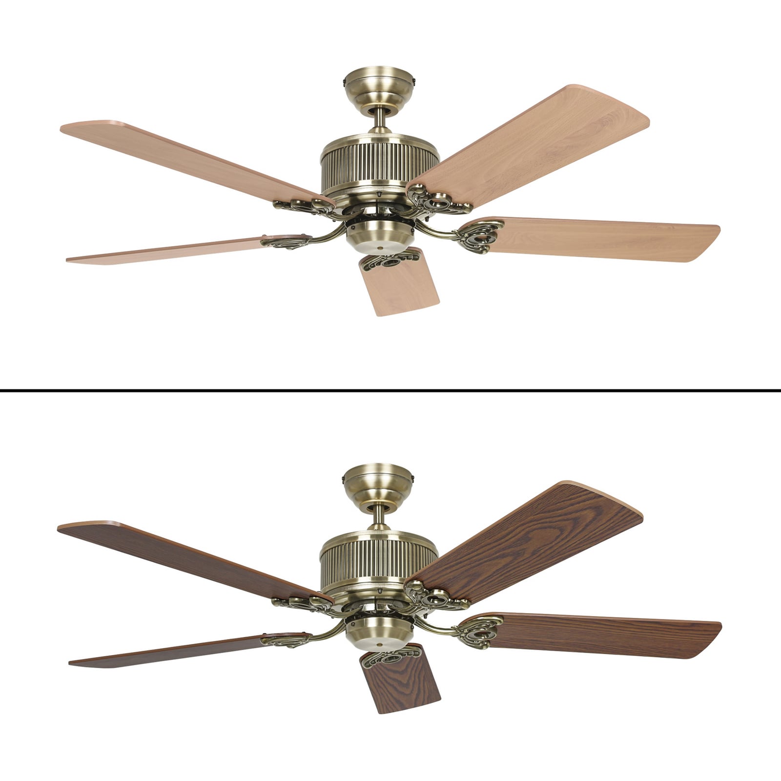 Ventilador de techo ECO ELEMENTS, roble/latón, 132 cm - CasaFan Ventilador de techo ECO ELEMENTS, roble/latón, 132 cm - CasaFan