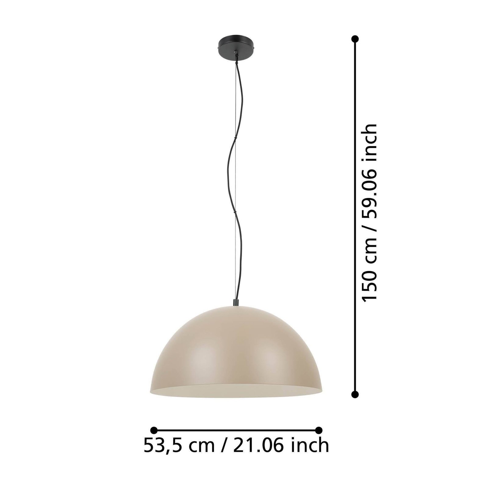 Gaetano 1 lámpara colgante, Ø 53 cm, arena/crema, acero