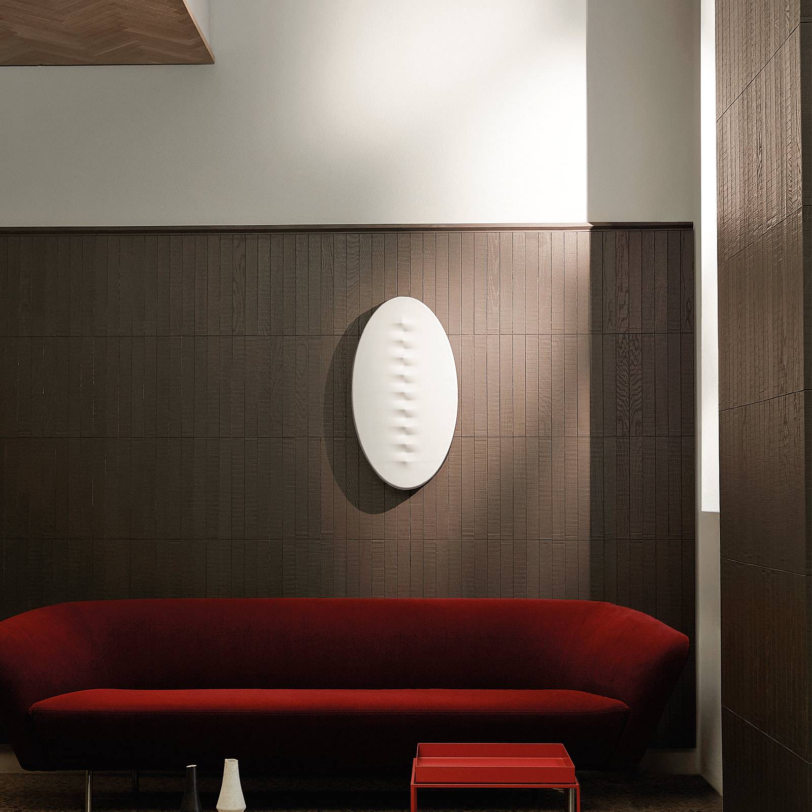 FOSCARINI Foscarini Superficie media LED wall light, 46 cm, for Living / Dining Room, PMMA, aluminium, 16 W, energy efficiency: A, L: 46 cm, W: 29 cm
