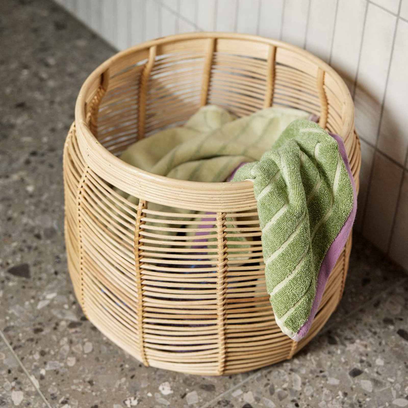 HÜBSCH Körbe Luna, 2er-Set, Rattan, naturfarben, Ø 34 & 44cm