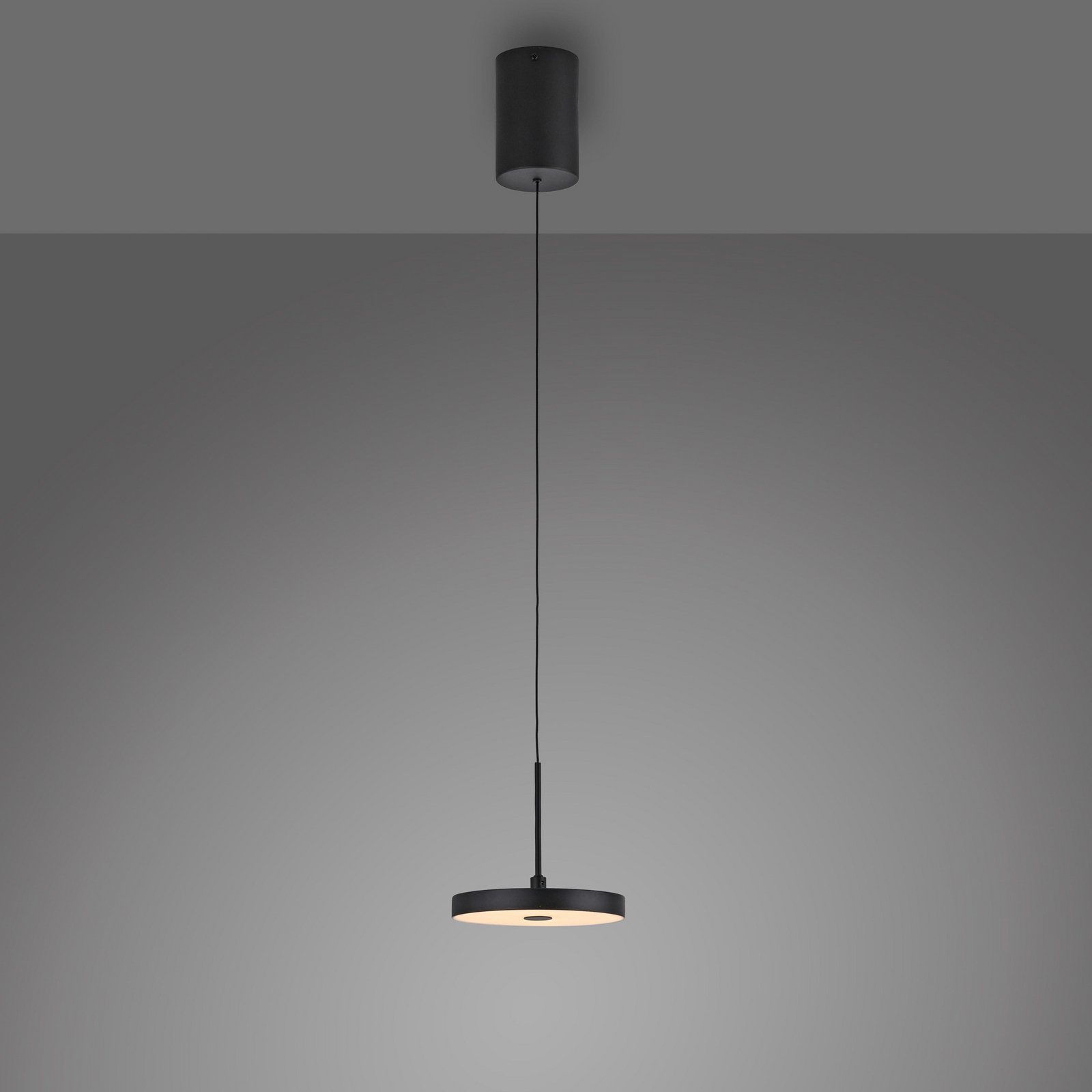 JUST LIGHT. LED-Hängeleuchte Plata, schwarz, 1-fl., 3.000 K