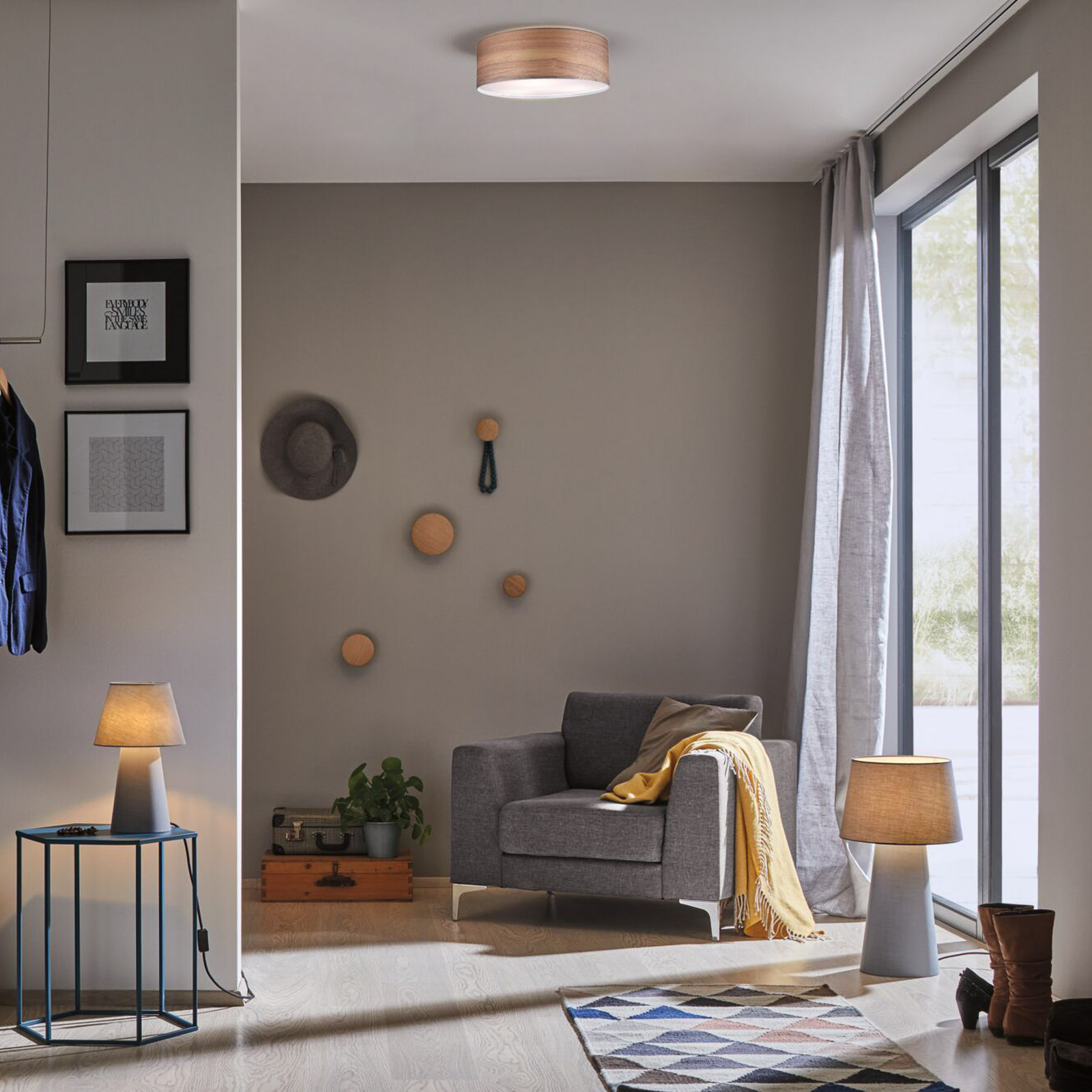 Liska Plafondlamp Dark Hout/Metal - Paulmann