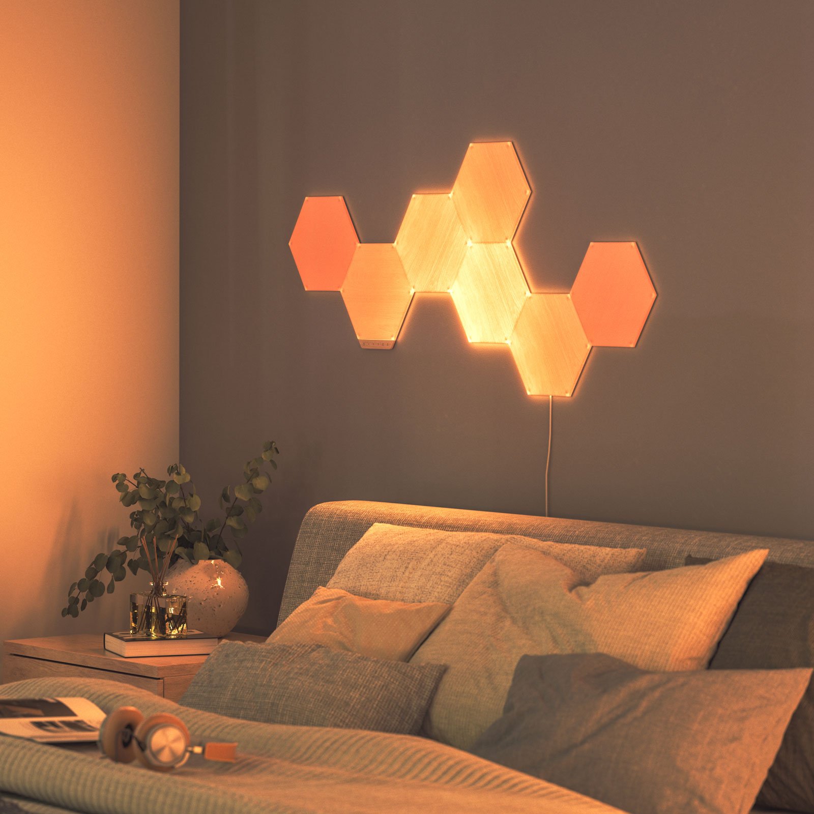 Nanoleaf Elements Wood Hexagons Starter Kit 7x | Lampenwelt.de