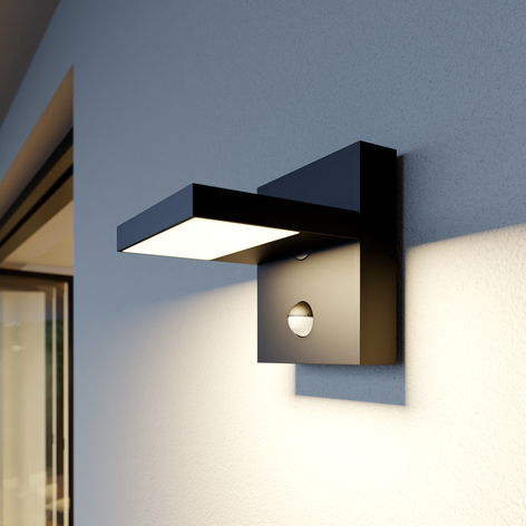 LED-utomhusvägglampa Silvan, mörkgrå med sensor