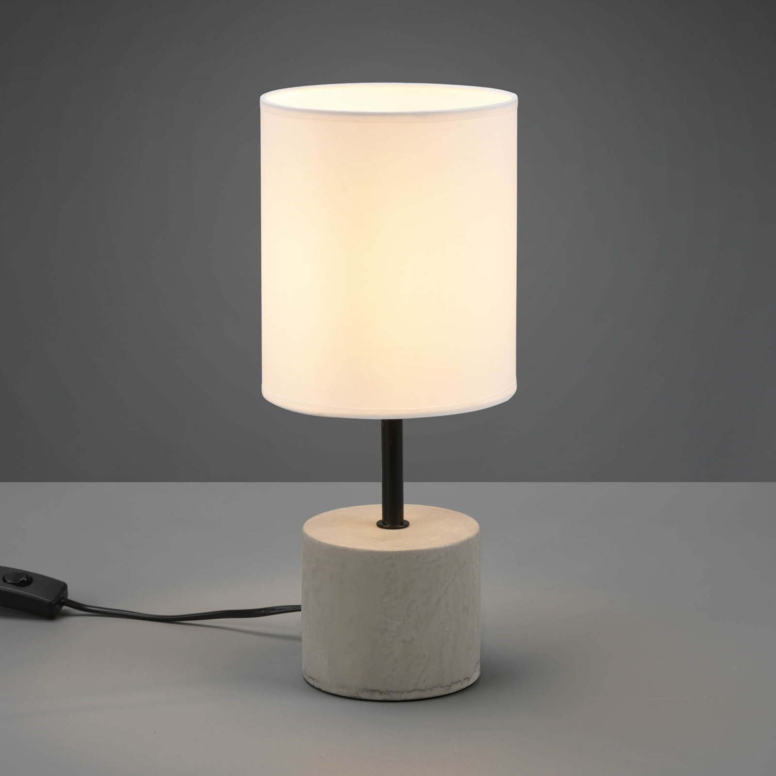 Ben table lamp concrete base, white fabric