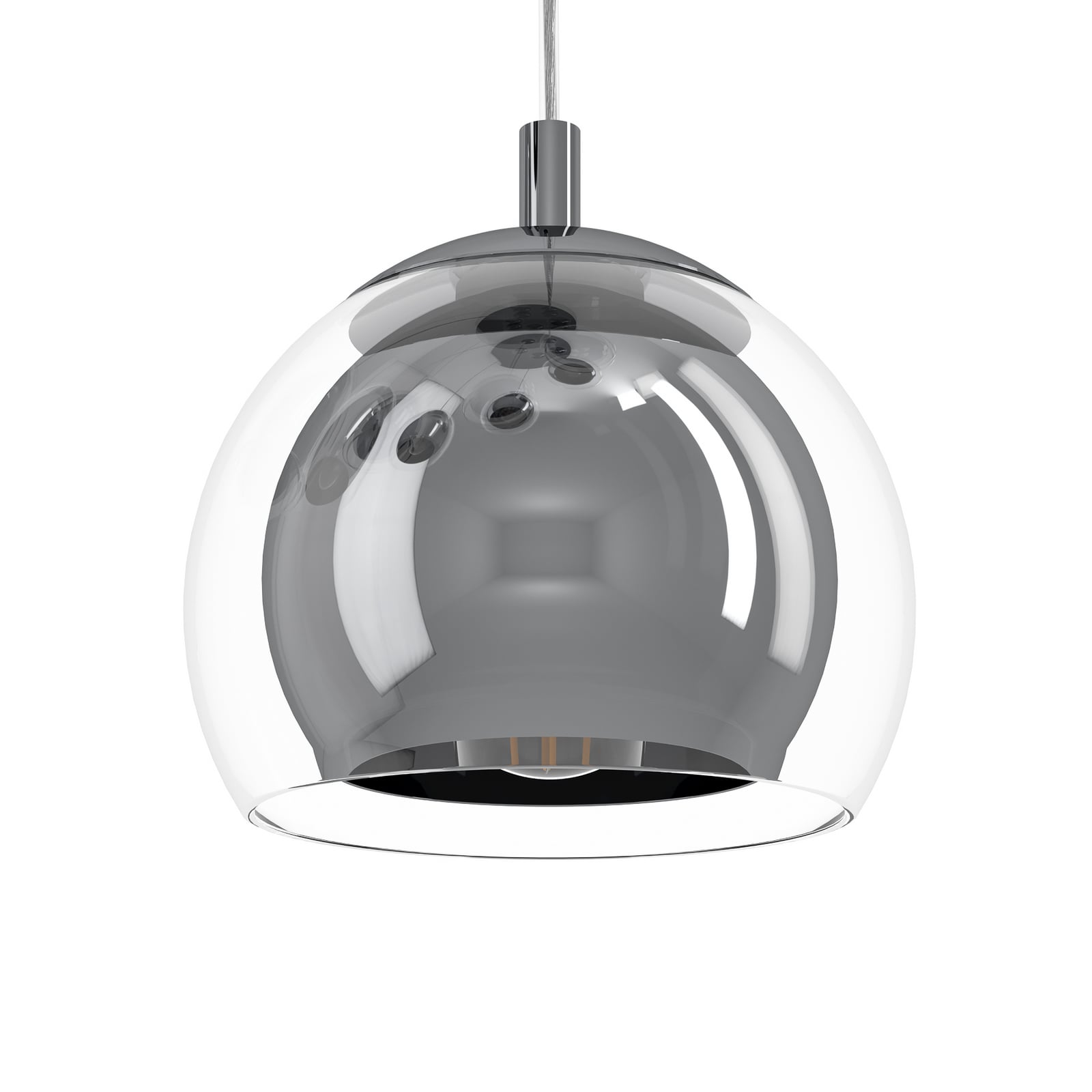 Hængelampe Rocamar 1, krom, Ø 59 cm, 5 lyskilder, metal/glas