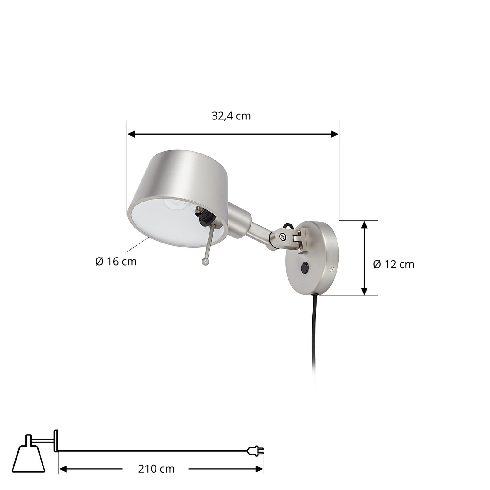Lucande Wandleuchte Silka, 14 cm, nickel, flexibel, Stecker Lucande Wandleuchte Silka, 14 cm, nickel, flexibel, Stecker