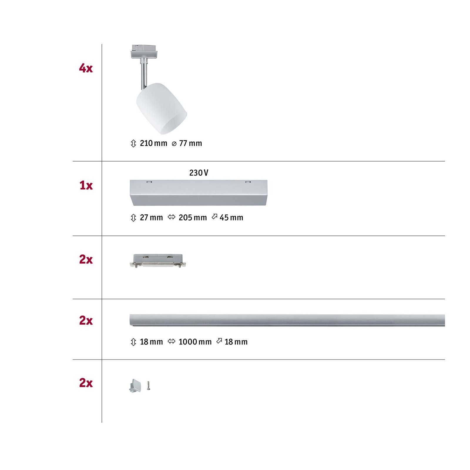 Blossom 4 Ceiling Lamp Urail-set Chrome/Satin - Paulmann