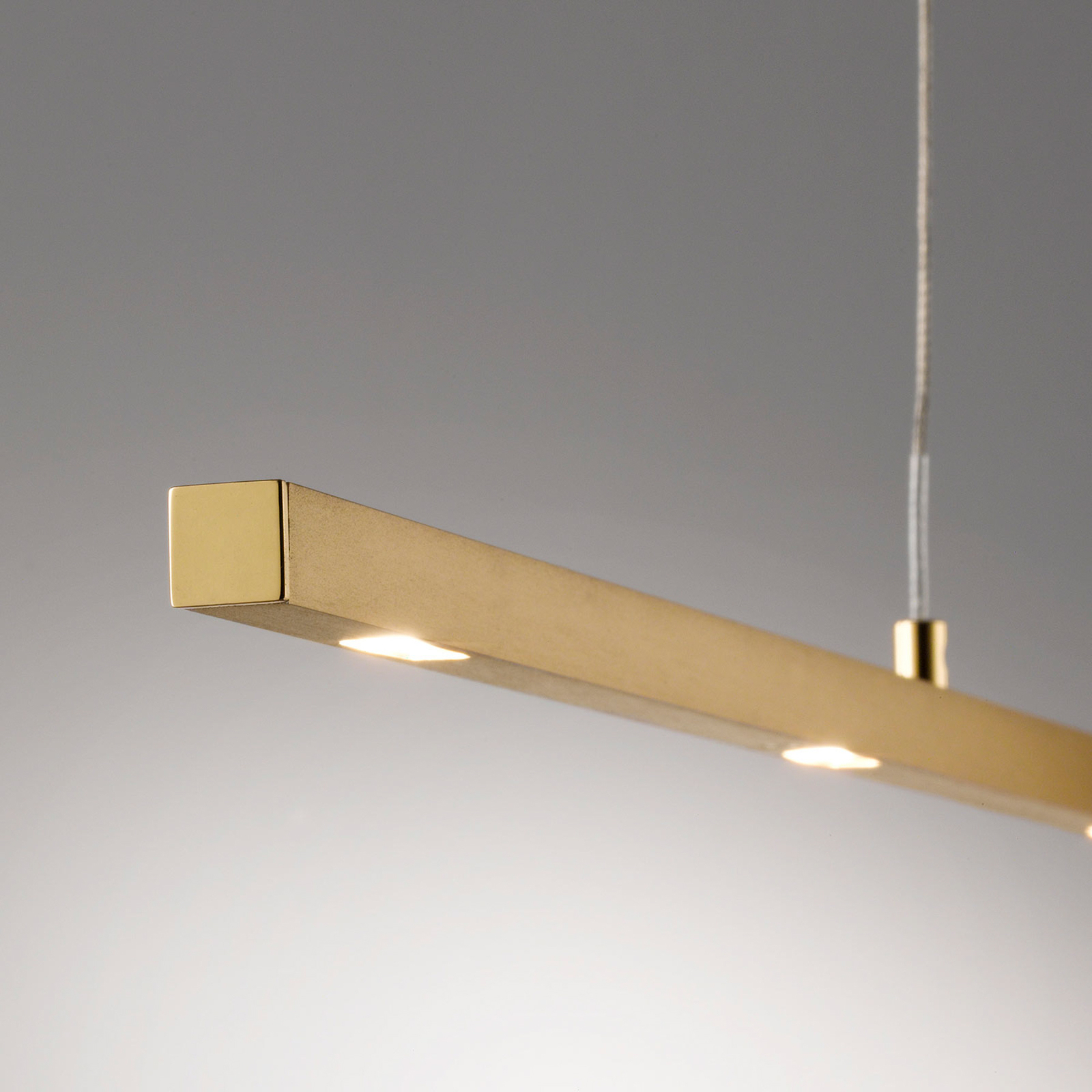 Lucande LED závěsné světlo Tolu, mosaz, 179 cm