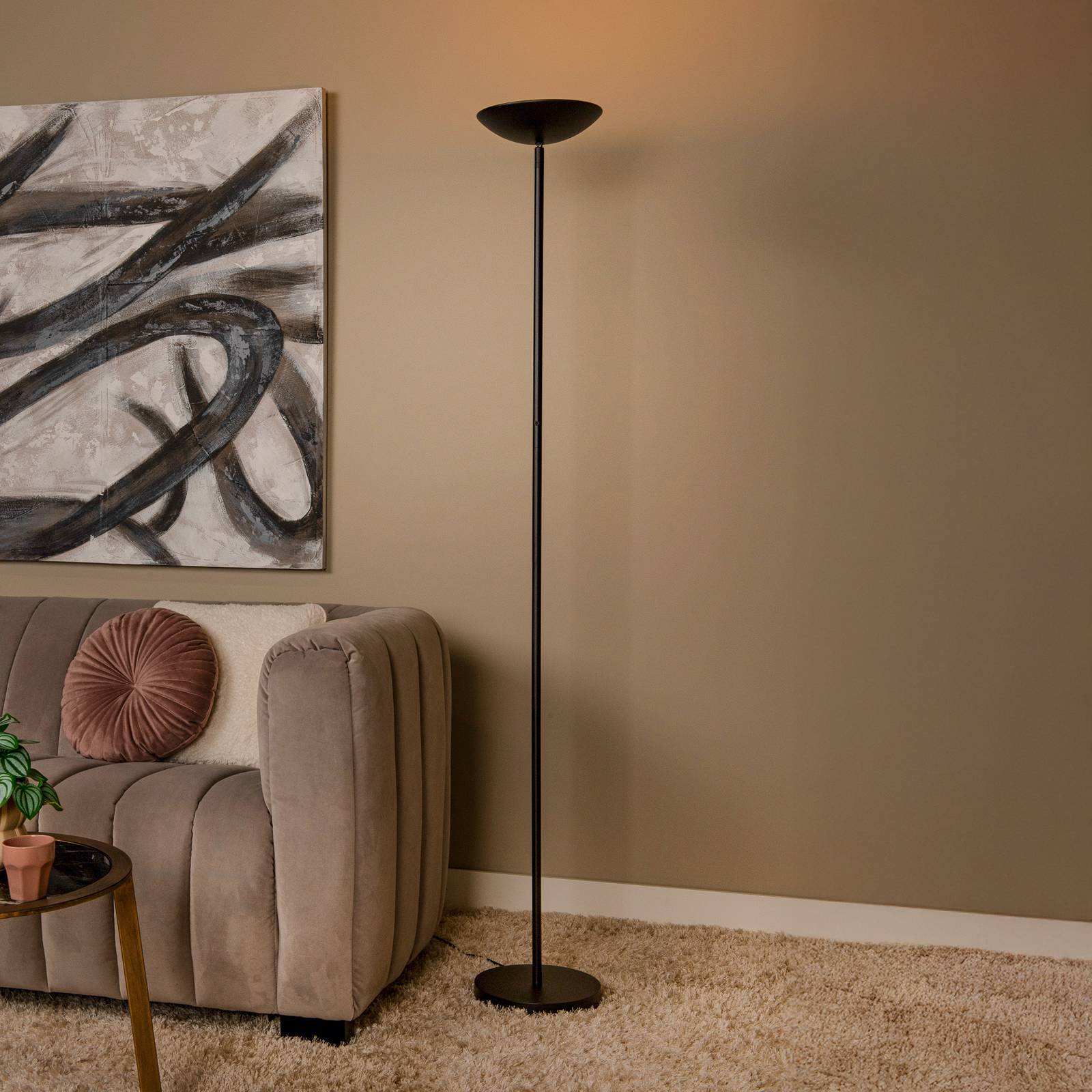 Lampa stojąca LED ZENITH, czarna, wysokość 180 cm, metalowa, ściemniana