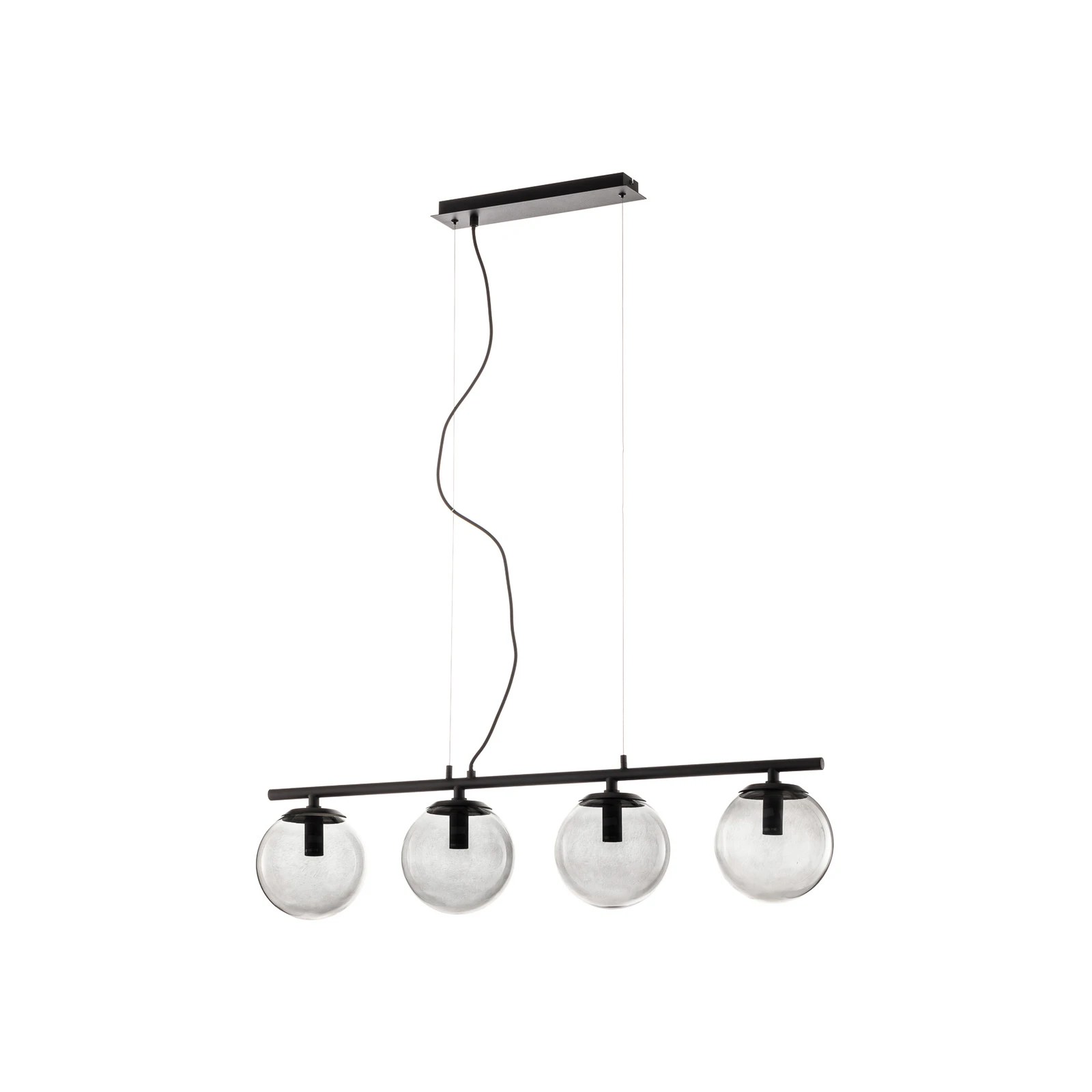 Viseća lampa Lucande Sotiana, 4 staklene kugle, crna