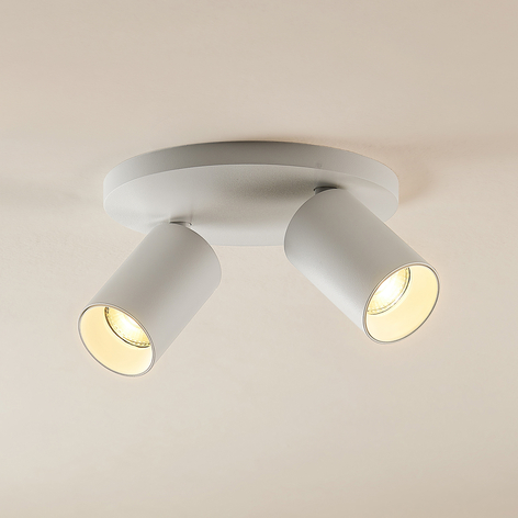 Arcchio Brinja takspotlight, rund, 2 lampor, vit