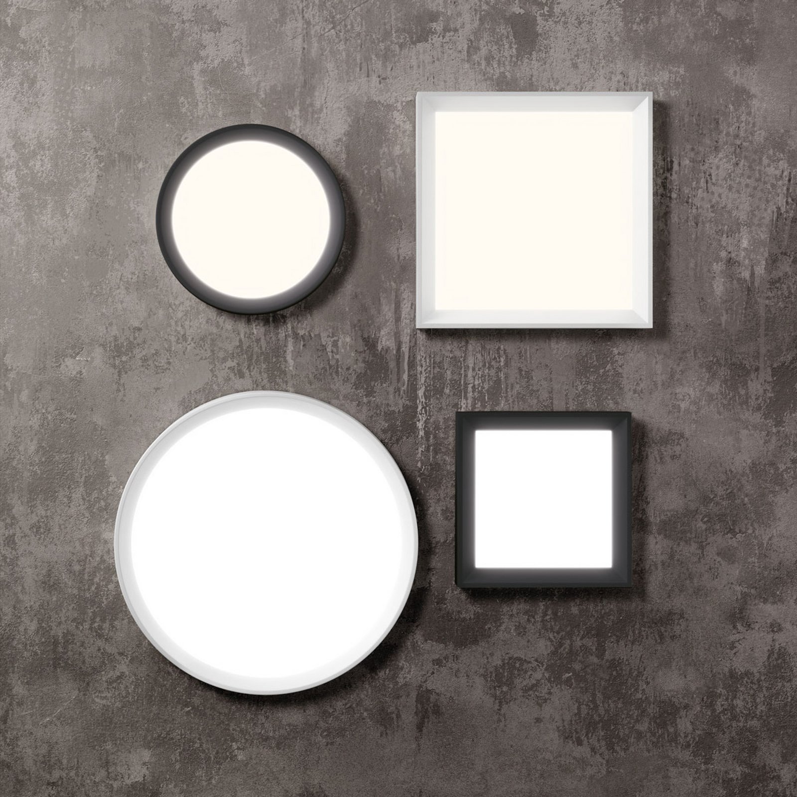 LED ceiling light Tara Q, 40 x 40 cm, black, 3,000 K, aluminium