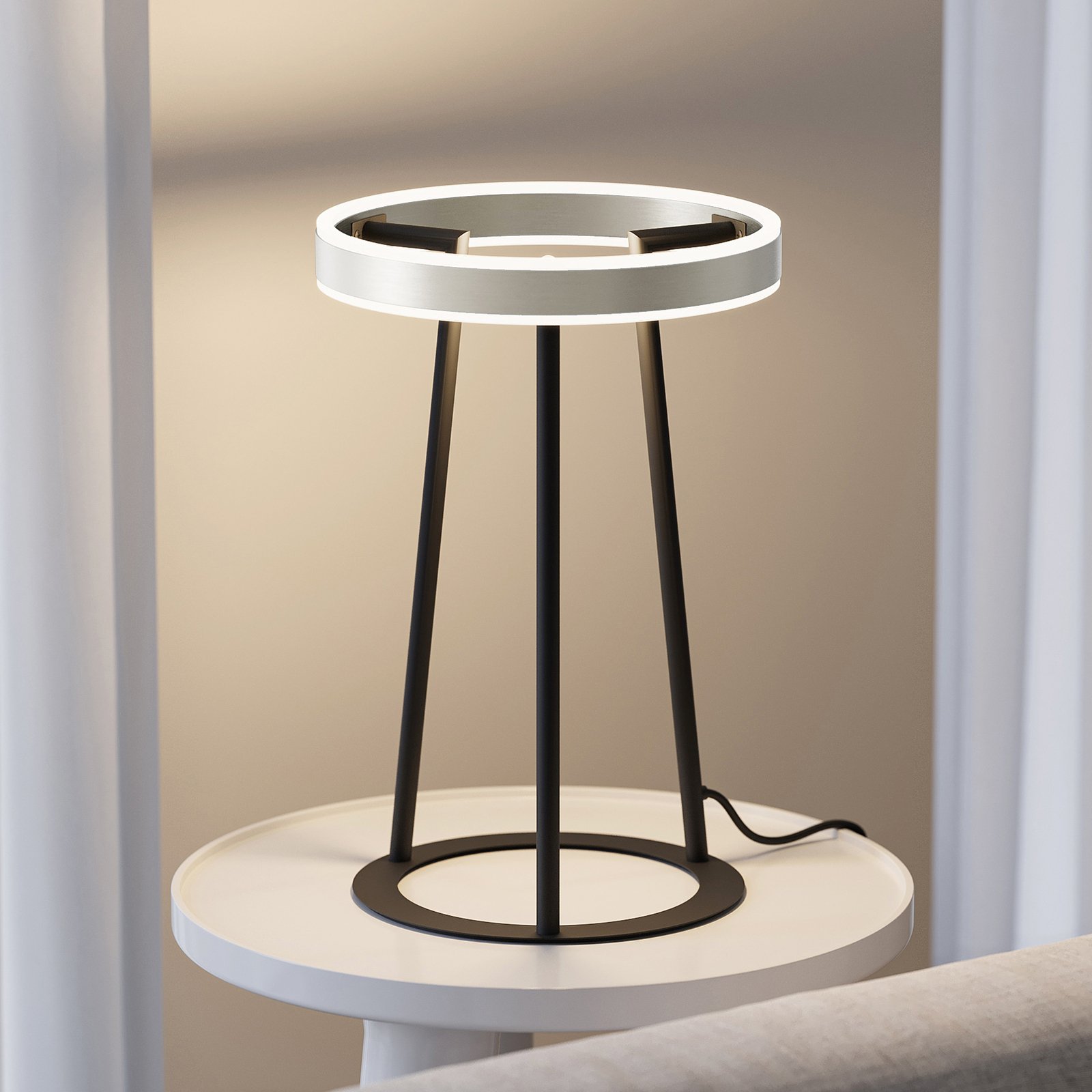 Lucande Seppe LED stolní lampa, nikl