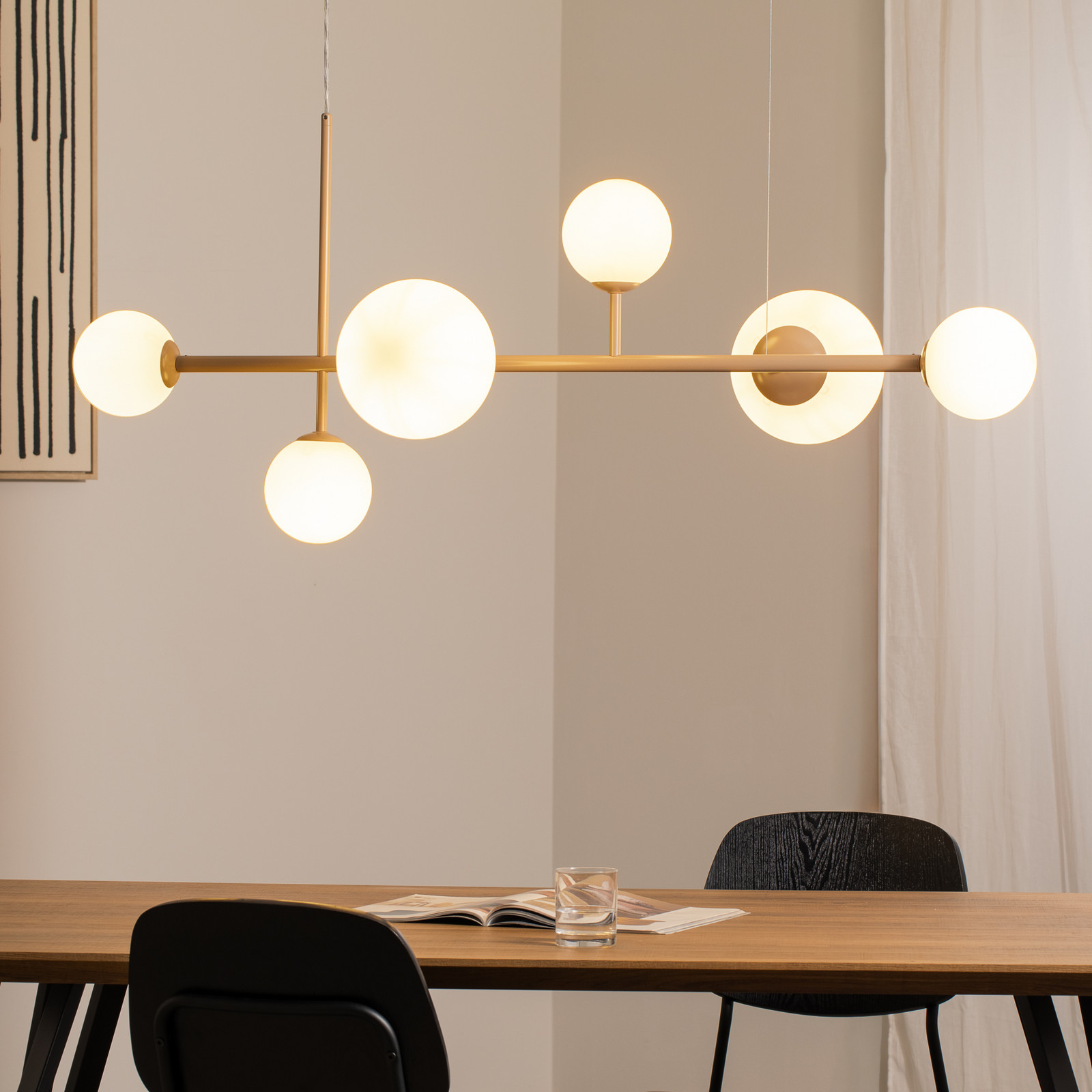 ALDEX Lampă suspendată Joel bej/alb 6 becuri - Camera de zi / sufragerie - beige alb mat - Metal