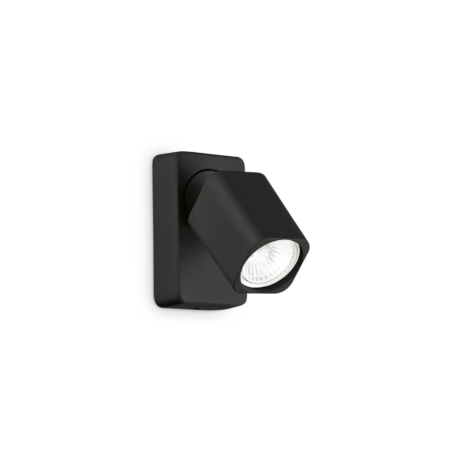 Ideal Lux wandspot Rudy Square, zwart, 1-lamp, metaal