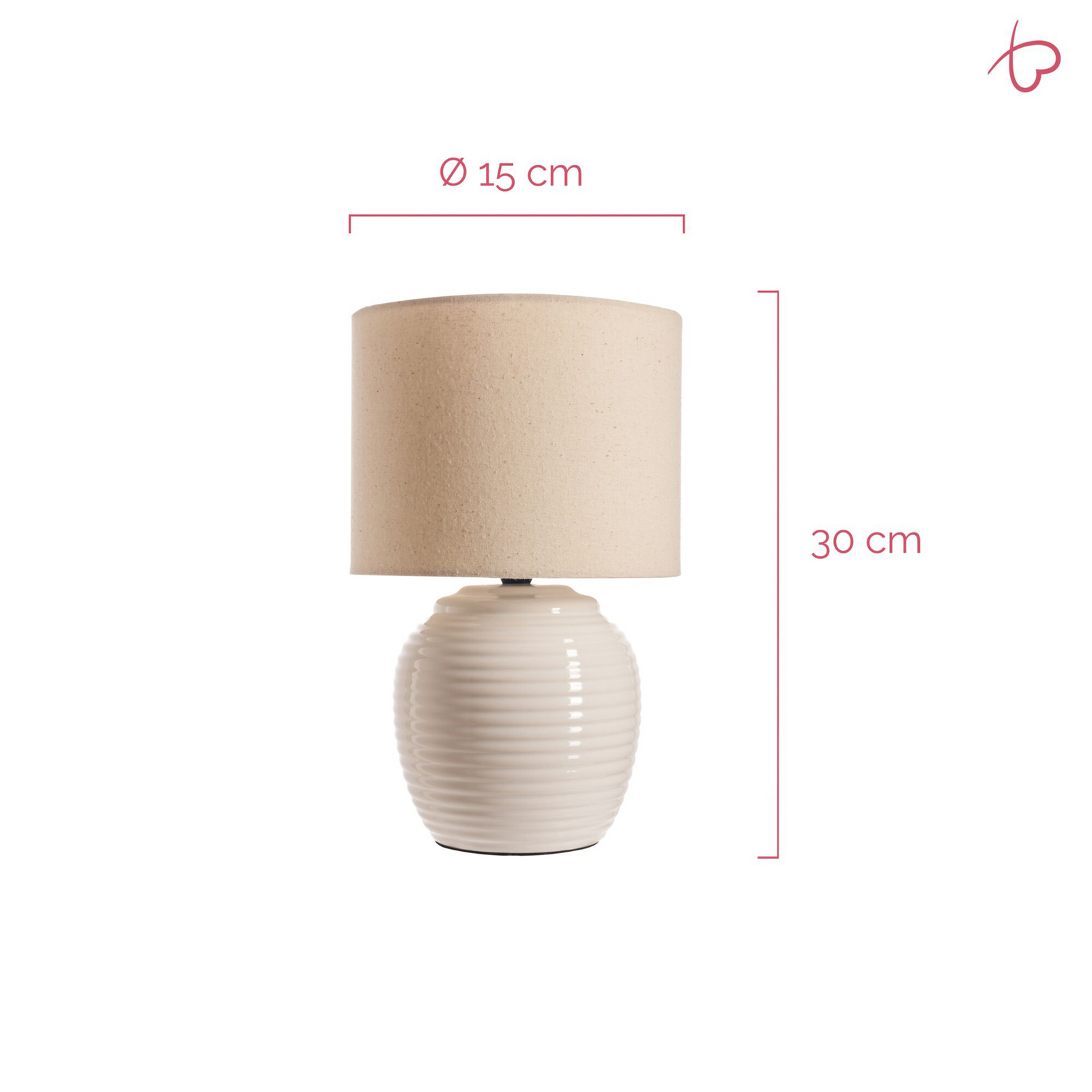 Pauleen-pöytävalaisin LOVELY CHARM, beige, korkeus 33 cm, tekstiili