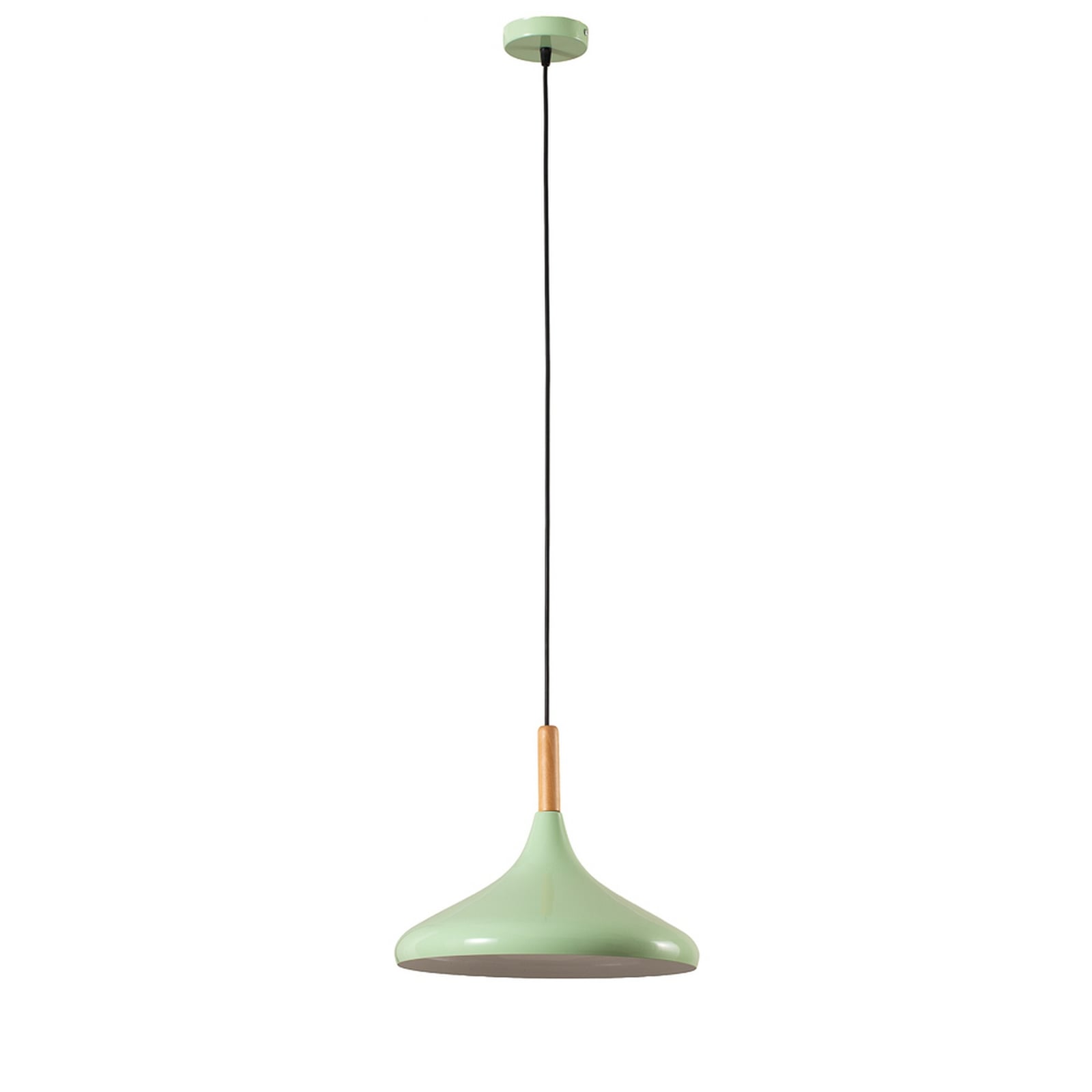 Suspension Chris, vert menthe/blanc, Ø 35 cm, métal, détail en bois Suspension Chris, vert menthe/blanc, Ø 35 cm, métal, détail en bois