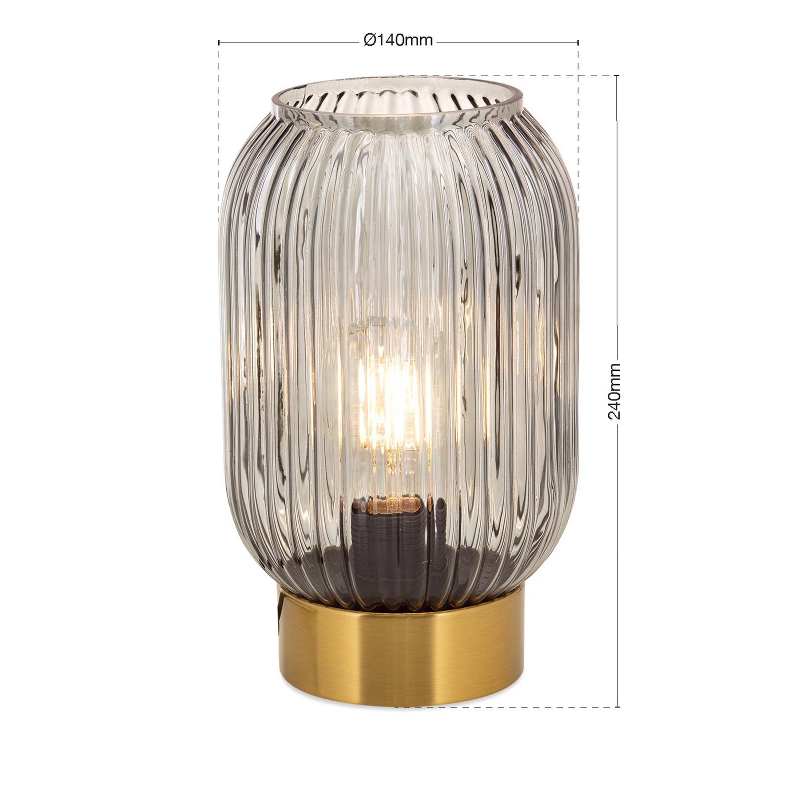 Lampada da tavolo Carneval, grigio fumo, vetro, altezza 23,5 cm, E27