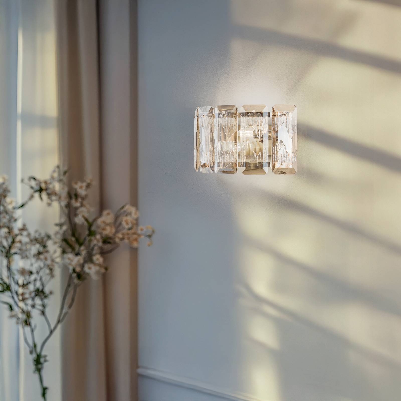 Wandlampe Orvin messing antik Breite 33 cm Glas/Metall 2-flg günstig online kaufen