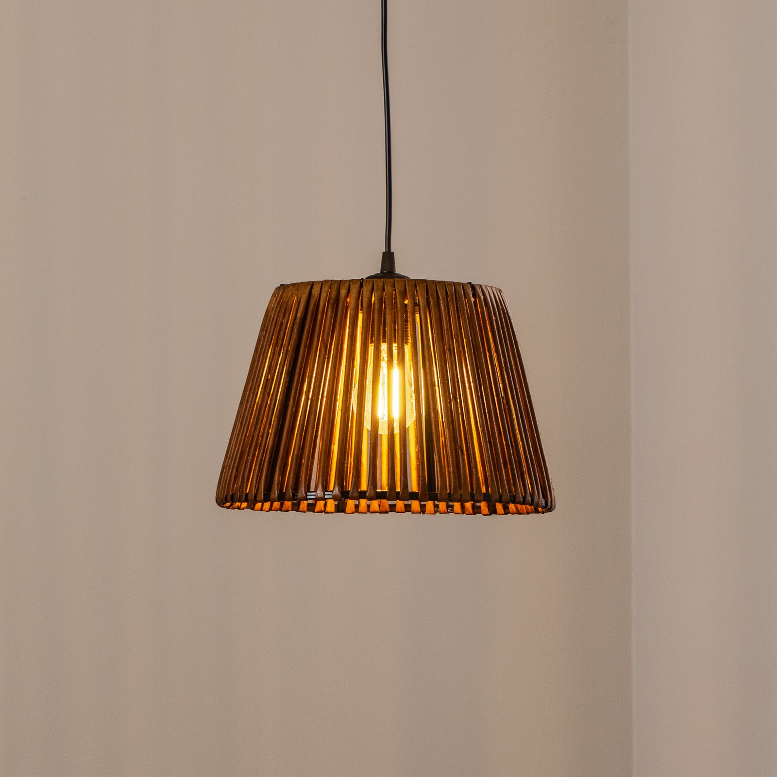 MODELSA Lampă suspendată Roya Conic Ø 30 cm maro închis hârtie - Camera de zi / sufragerie - Modern - maro închis negru - Hârtie / Carton